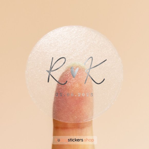 Jingle Monogram Stickers with Initials & Date • Wedding Stickers • Circle Labels - Picture 16 of 17